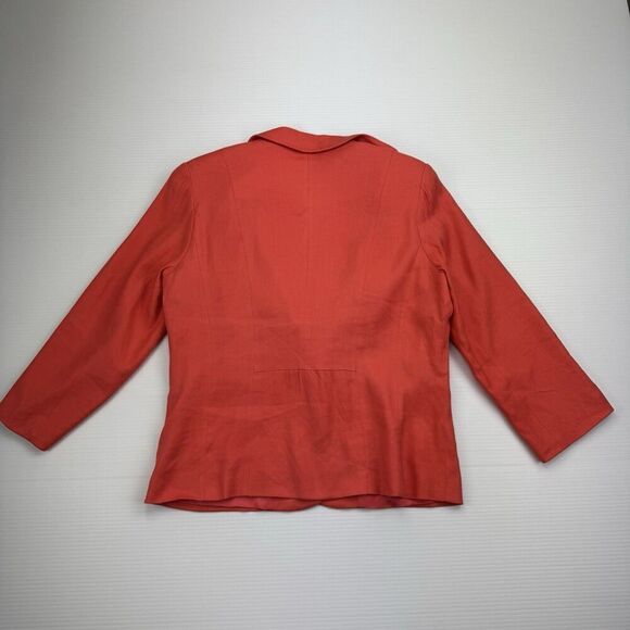 Eric Signature Coral Blazer Size 10 Linen Blend One Button Lined - Picture 3 of 9